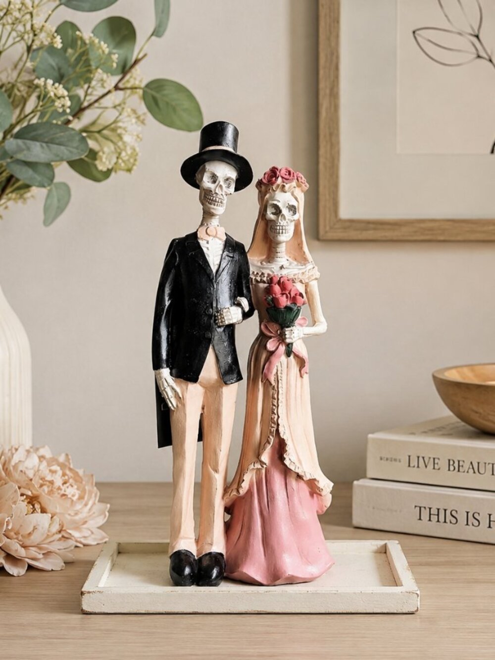 Rachel Zoe Skeleton Bride & Groom Figurine Halloween Decor NWT